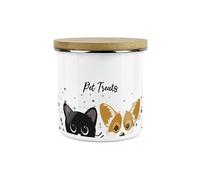 Purely Home Pet Treats Storage Canister - Peeping Cat & Dog Metal Enamel Storage Container Pet Treats Tin