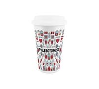 Purely Home Phlebotomist Ceramic Travel Mug - Novelty Medical Doctor Gifts/presents - Double-Walled Insulated Drinks Flask Cup