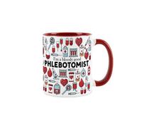Purely Home Phlebotomist Mug - Humorous Medical Themed Novelty Gifts - Tea/coffee Hot Drinks Red Ceramic Cup Present
