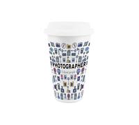 Purely Home Photographer Ceramic Travel Mug - Novelty Photography & Film Gifts/Presents - Reusable Silicone Lid Double-Walled Insulated Drinks Flask Cup