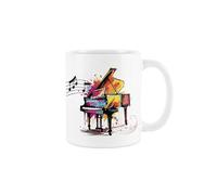 Purely Home Piano Mug - Colourful Musical Chordophone Instrument Abstract White Tea Coffee Gift Present Mug