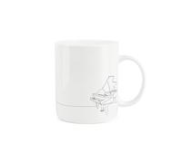 Purely Home Piano Mug - Musical Instrument Line Drawn Mug - Bone China White Coffee Tea Present Gift