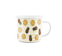 Purely Home Pineapple Striped Enamel Mug Durable Hot Drinks Fruit Stripes Outdoor Cup for Travel Picnics Home Festivals Hiking Mountaineering Fishing