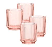 Purely Home Pink Acrylic Plastic 15Oz Ribbed Drinking Tumbler Cups - Set Of 4
