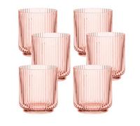 Purely Home Pink Acrylic Plastic 15Oz Ribbed Drinking Tumbler Cups - Set Of 6