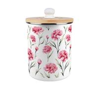 Purely Home Pink Carnations Food Waste Caddy - Metal 2L Decorative Kitchen Compost Bin