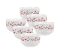Purely Home Pink Cherry Blossoms Ceramic Bowls - Dinnerware Serving/cereal Bowls - Set Of 6