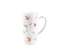 Purely Home Pink Flamingos Tall Latte Mug - Exotic Birds Gift - Ceramic Tea/Coffee Cup Present