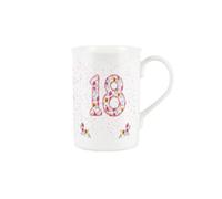 Purely Home Pink Floral Ages Mug - 18th Birthday Gifts for Her - Bone China Coffee/Tea Mug