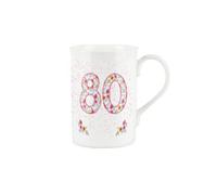Purely Home Pink Floral Ages Mug - 80Th Birthday Gifts For Her - Bone China Coffee/tea Mug