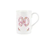 Purely Home Pink Floral Ages Mug - 90Th Birthday Gifts For Her - Bone China Coffee/tea Mug