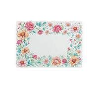 Purely Home Pink Floral Border Smooth Glass Worktop Saver - Small Chopping Board