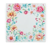 Purely Home Pink Floral Glass Worktop Saver - Pastel Flower Gifts - Kitchen Chopping Board Worktop Protector With Non-Slip Feet