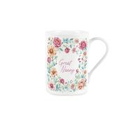 Purely Home Pink Floral Great Nanny Mug - Bone China Tea/Coffee Cup Gifts for Mothers Day