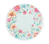 Purely Home Pink Flower Border Round Worktop Protector - Textured Glass Chopping Board