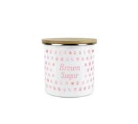 Purely Home Pink Polka Dots Brown Sugar Storage Canister - Spotty Dotty Pink And White Metal Enamel Medium Sized Food Storage Container