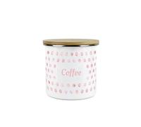 Purely Home Pink Polka Dots Coffee Storage Canister - Spotty Dotty Pink And White Metal Enamel Medium Sized Food Storage Container