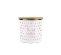 Purely Home Pink Polka Dots Decaf Coffee Storage Canister - Spotty Dotty Pink And White Metal Enamel Medium Sized Food Storage Container