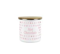 Purely Home Pink Polka Dots Hot Chocolate Storage Canister - Spotty Dotty Pink And White Metal Enamel Medium Sized Food Storage Container