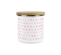 Purely Home Pink Polka Dots Spots Canister - White Metal Enamel Kitchen Food Storage Container