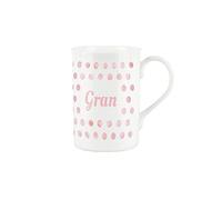 Purely Home Pink Polka Dots Spots Gran Mug - Bone China Gift/Present Mug for Gran