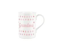 Purely Home Pink Polka Dots Spots Grandma Mug - Fine Bone China Gift/Present Mug for Grandma