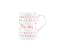 Purely Home Pink Polka Dots Spots Granny Mug - Fine Bone China Gift/Present Mug for Granny