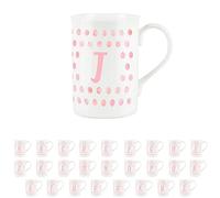 Purely Home Pink Polka Dots Spots Letter J Mug - Bone China Alphabet Initials Gift/Present Mug