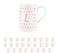 Purely Home Pink Polka Dots Spots Letter L Mug - Fine Bone China Alphabet Initials Gift/Present Mug