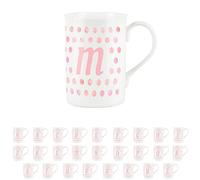 Purely Home Pink Polka Dots Spots Letter M Mug - Fine Bone China Alphabet Initials Gift/Present Mug