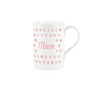 Purely Home Pink Polka Dots Spots Mum Mug - Bone China Gift/Present Mug for Mum