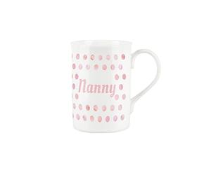 Purely Home Pink Polka Dots Spots Nanny Mug - Fine Bone China Gift/Present Mug for Nanny