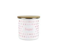Purely Home Pink Polka Dots Sugar Canister - Spotty Dotty Pink And White Metal Enamel Medium Sized Food Storage Container