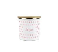 Purely Home Pink Polka Dots Sugar Canister - Spotty Dotty Pink And White Metal Enamel Medium Sized Food Storage Container