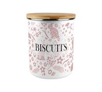 Purely Home Pink Rabbits Biscuit Tin - Wildlife & Nature 2.7L Extra-Large Enamel Kitchen Storage Canister Gifts