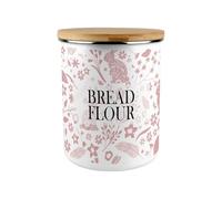 Purely Home Pink Rabbits Bread Flour Canister - Wildlife & Nature 2.7L Extra-Large Enamel Kitchen Storage Tin Baking Gifts