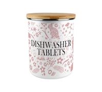 Purely Home Pink Rabbits Dishwasher Tablets Storage Canister - Wildlife & Nature 2.7L Extra-Large Enamel Kitchen & Cleaning Tin Gifts