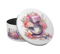 Purely Home Pink Roses Cake Tin - Kitchen Mixer Baking Gifts For Her - Large Round Metal Kitchen Storage Container 23 X 10Cm