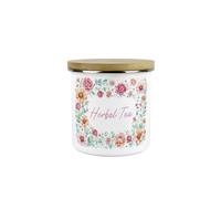 Purely Home Pink Roses Herbal Tea Canister - Floral Enamel 600ml Hot Drinks/Food Storage Container Kitchen Gifts