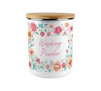 Purely Home Pink Roses Washing Powder Storage Canister - Floral 2.7L Extra-Large Enamel Kitchen & Laundry Tin Gifts