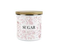 Purely Home Pink Wild Rabbits Sugar Storage Canister - White Metal Enamel Kitchen Food Storage Container