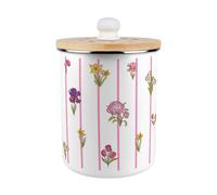 Purely Home Pinstripes & Flowers Food Waste Caddy - Enamel 2L Kitchen Compost Bin