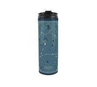 Purely Home Pisces Travel Mug - Blue Tarot Card Constellation Star Sign Design - Reusable Stainless Steel Vacuum-Sealed Double-Walled Hot/Cold Drinks Travel Flask 500ml (16 fl oz)