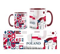 Purely Home Poland Mug - European Flag Travel Krakow Holiday Tea/Coffee Gift Ceramic Maroon Cup