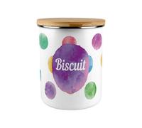 Purely Home Polka Dots Biscuit Canister - Multicoloured Spotty Large Enamel Kitchen Storage Container/cookie Jar Gift