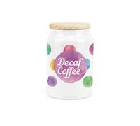 Purely Home Polka Dots Ceramic Decaf Coffee Storage Canister - Multicoloured Spotty Housewarming Gift - Kitchen Food Storage Container & Wooden Lid 600ml (14.5cm x 9.5cm)