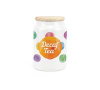 Purely Home Polka Dots Ceramic Decaf Tea Storage Canister - Multicoloured Spotty Housewarming Gift - Kitchen Food Storage Container & Wooden Lid 600ml (14.5cm x 9.5cm)