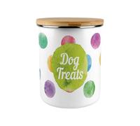 Purely Home Polka Dots Dog Treats Storage Canister - Multicoloured 2.7L Extra-Large Enamel Container Gifts for Dog Lovers