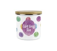 Purely Home Polka Dots Earl Grey Tea Storage Canister - 1.2L Large Multicoloured Airtight Enamel Kitchen Storage Gift
