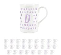 Purely Home Polka Dots Lilac Letter D Mug - Bone China Alphabet Initials Gift/Present Mug